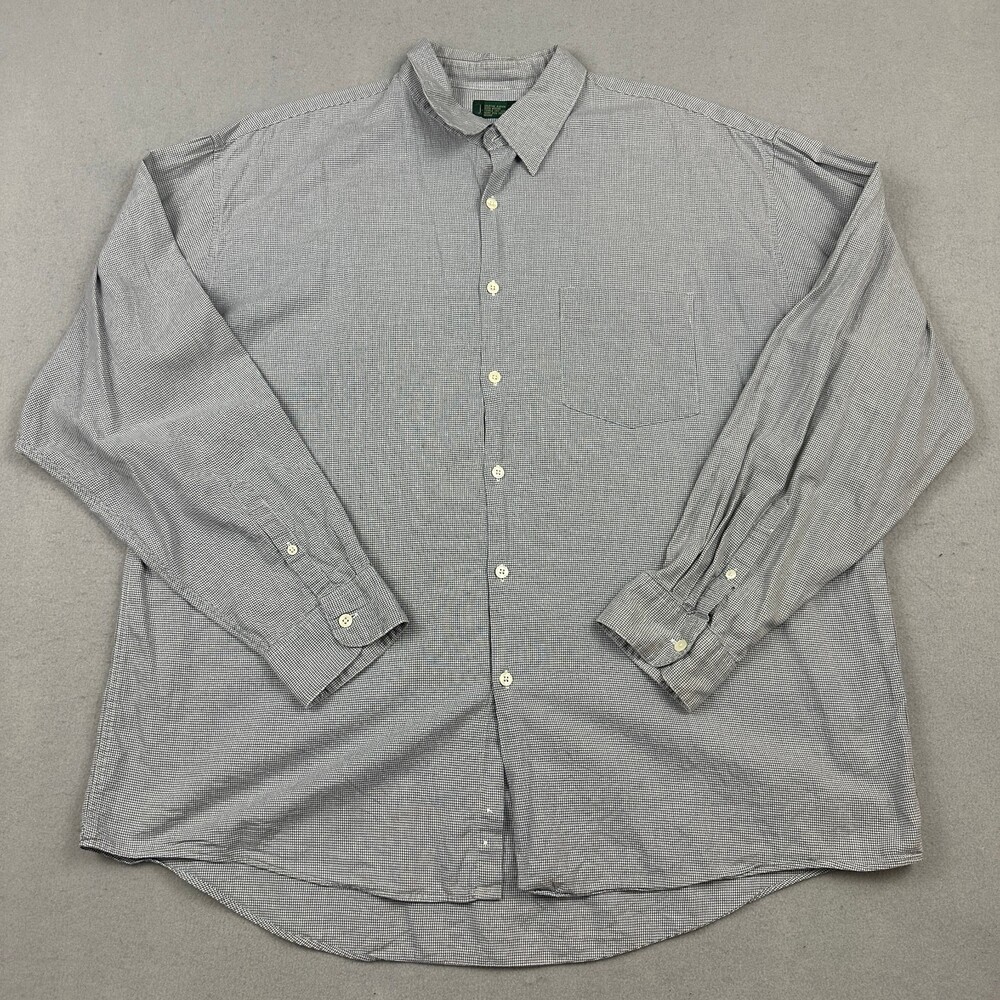 Vintage J. Crew Shirt Men XL Gray White Houndstooth Oarsman Button Up Pocket